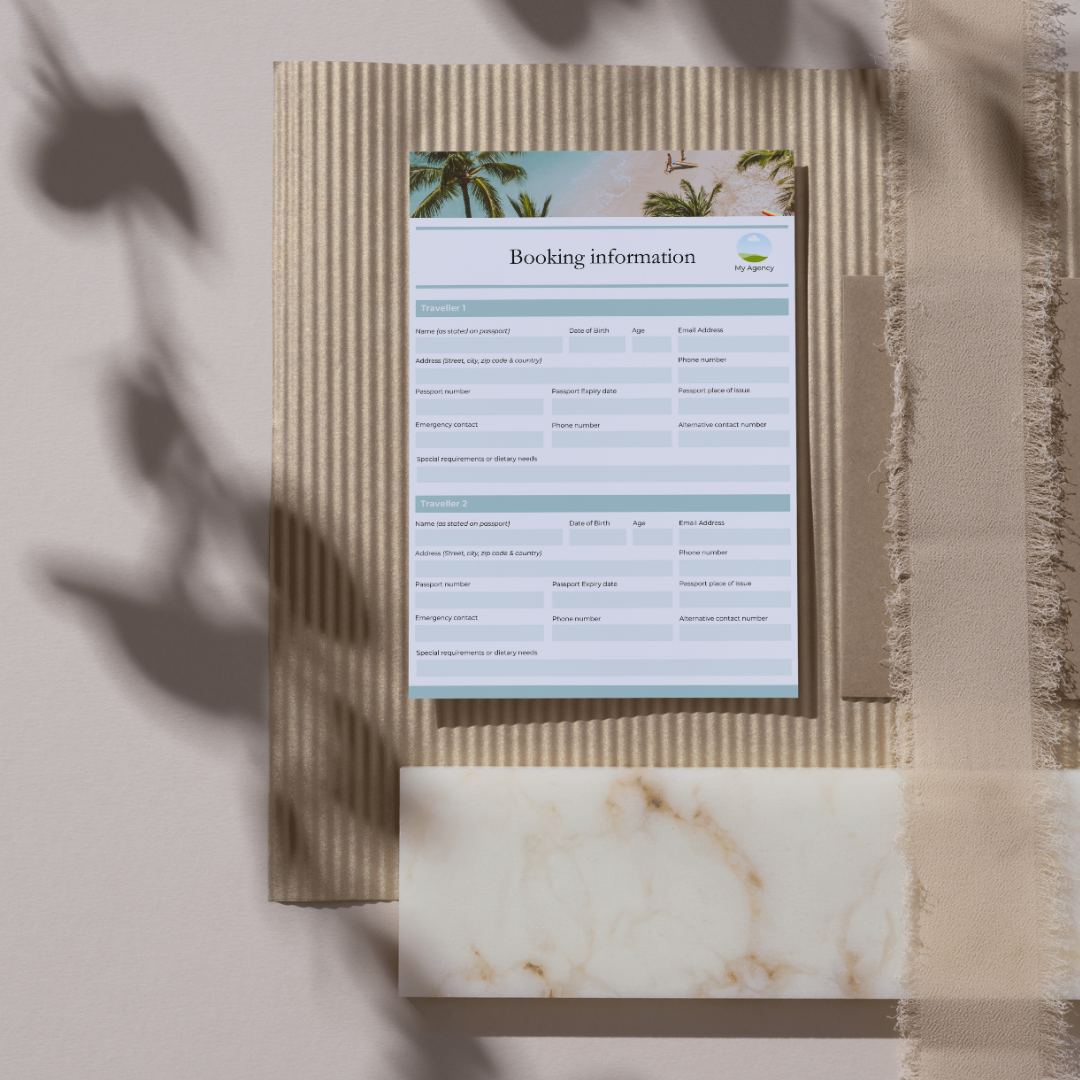 Travel Agent Client Form Bundle – Intake Form, Booking Form & Travel Quote Template