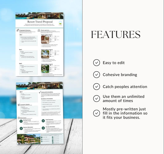 Resort Travel Proposal Template for Travel Agents - 2 Pages