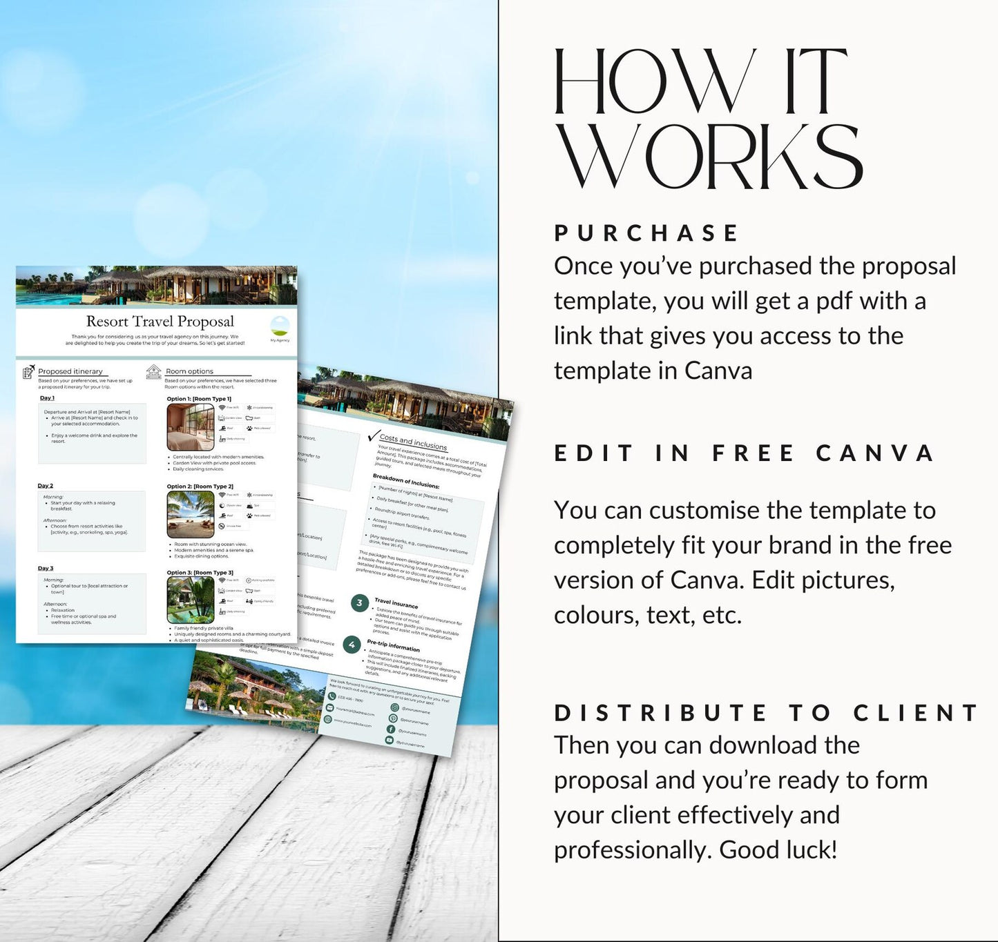 Resort Travel Proposal Template for Travel Agents - 2 Pages
