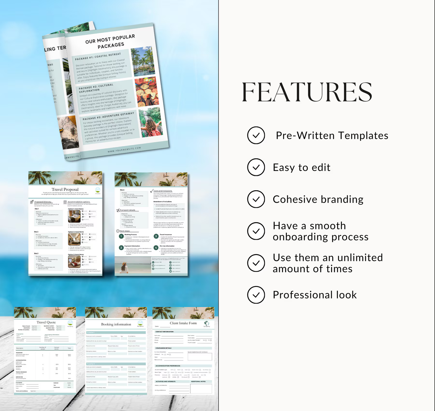 Travel Agent Client Onboarding Bundle | Editable Canva Templates