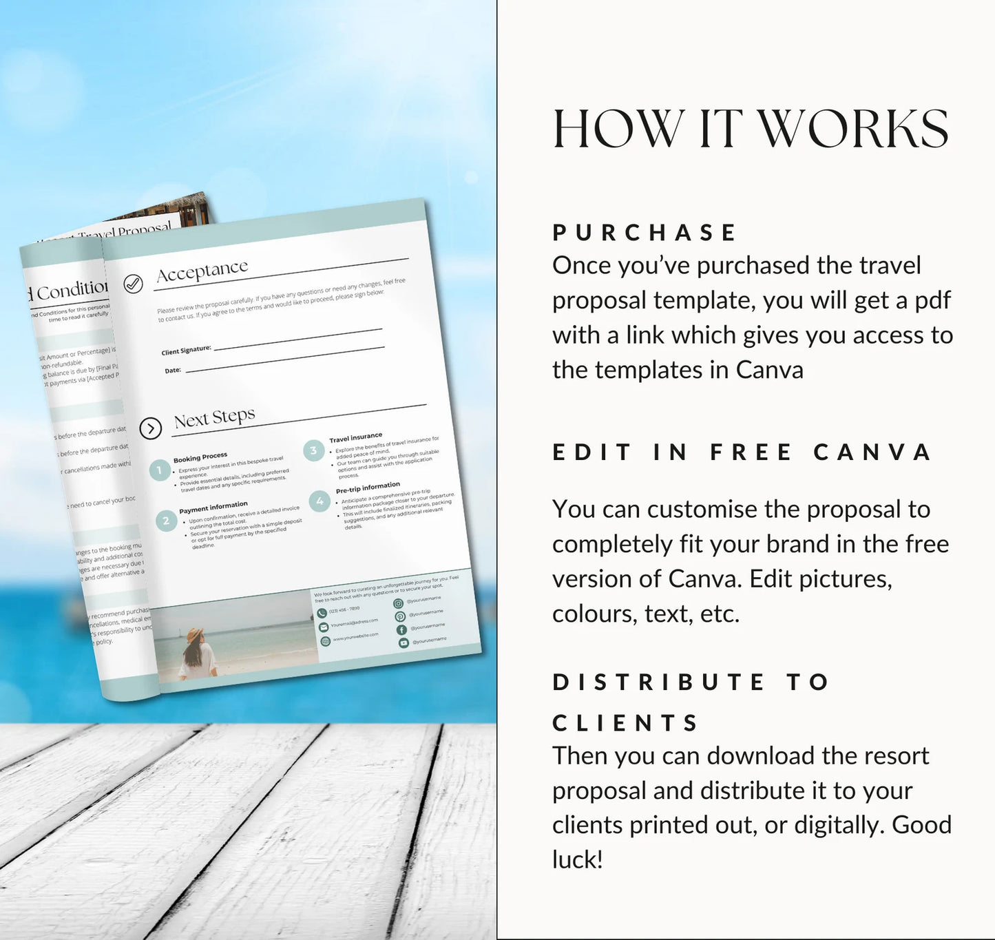 Resort Travel Proposal Template for Travel Agents – 16-Page Editable Canva Template