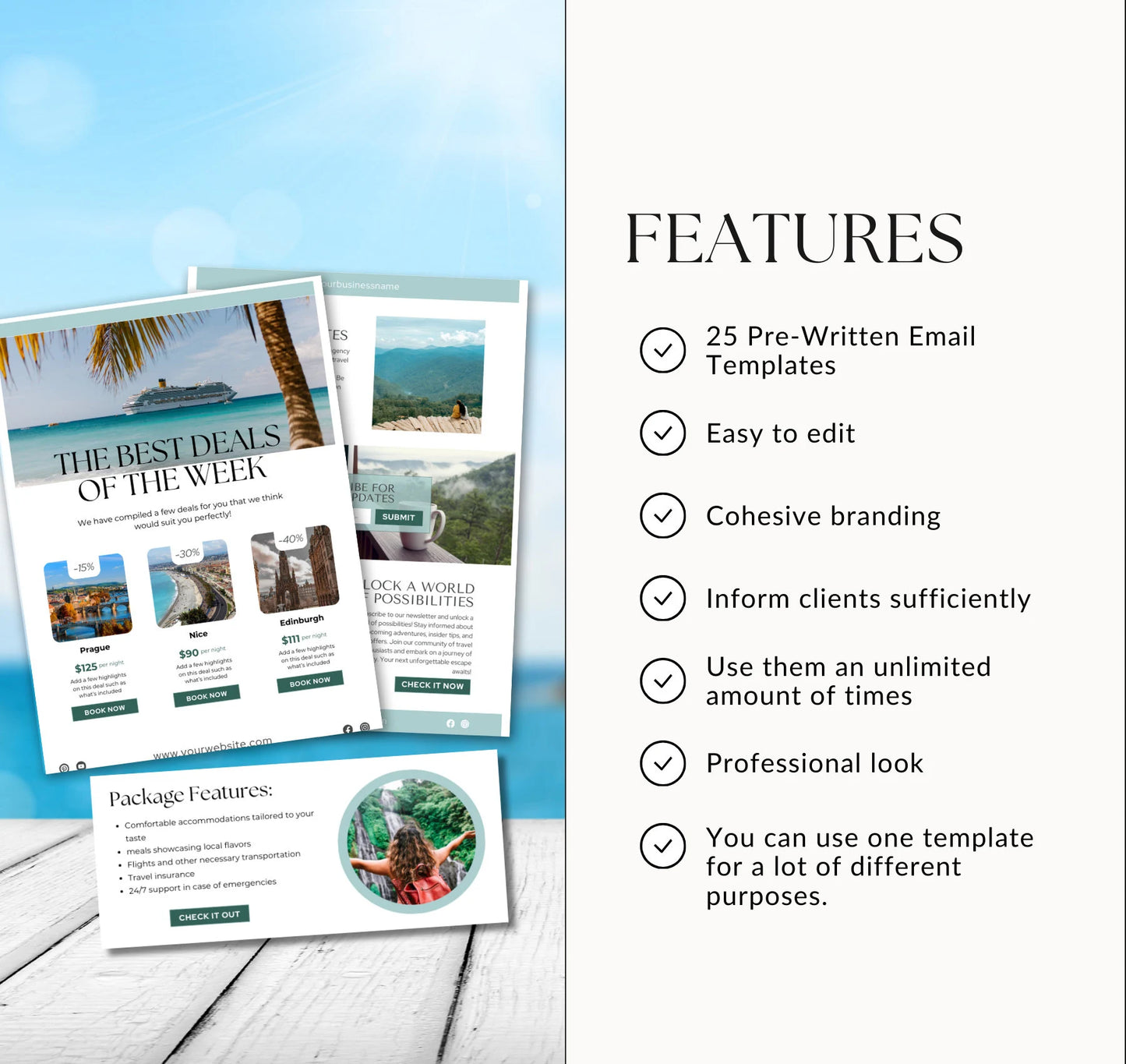 Email Newsletter Templates for Travel Agents | 25 Customisable Canva Designs