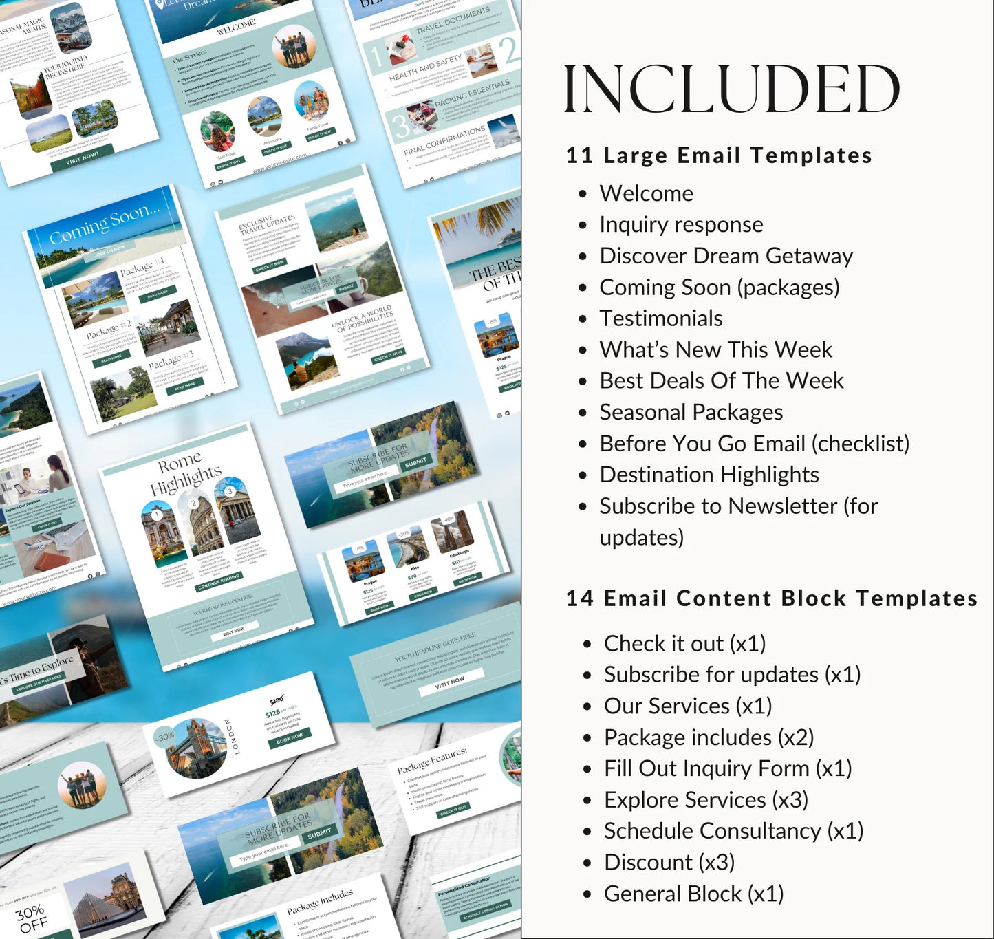 Email Newsletter Templates for Travel Agents | 25 Customisable Canva Designs