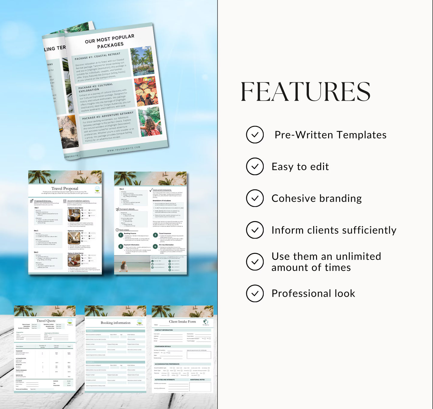 New Client Bundle for Travel Agents | 5 easy to edit templates