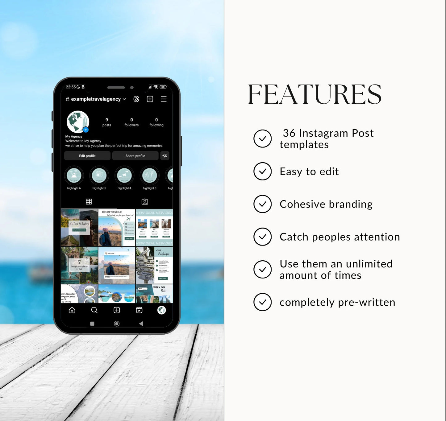 Instagram Post Templates for Travel Agents - Editable Canva Bundle