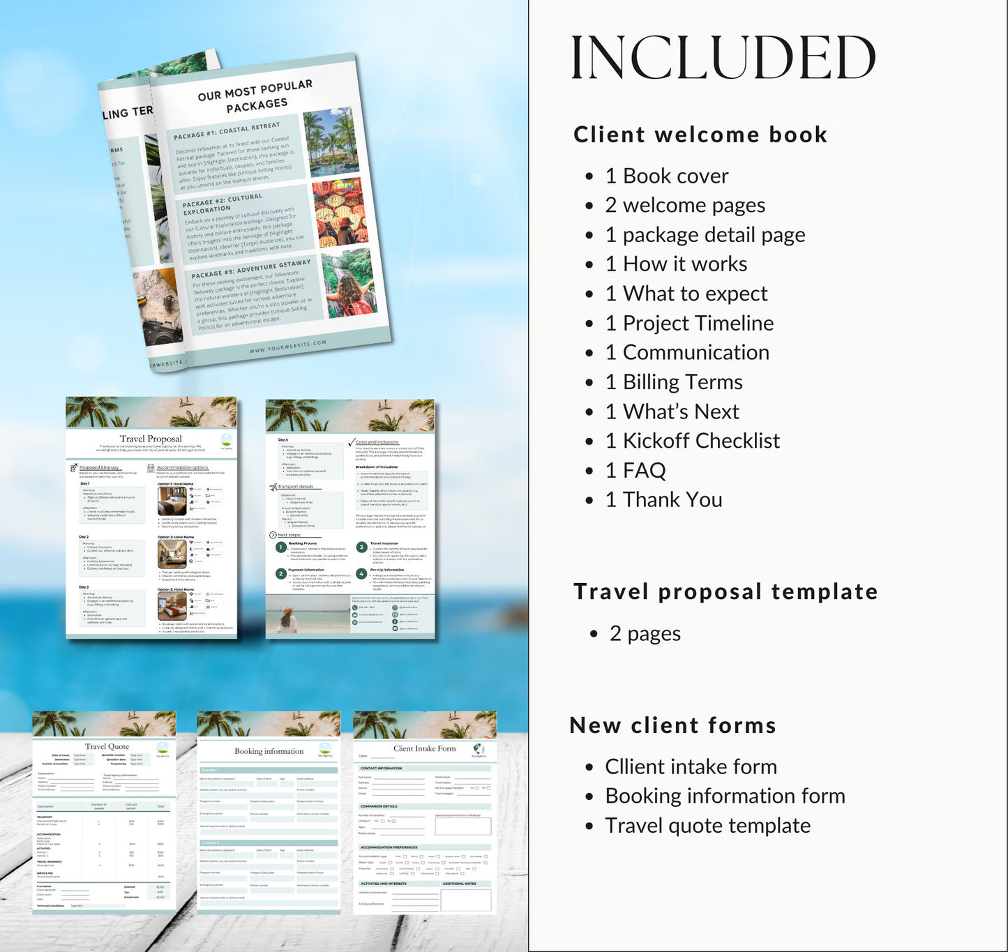 New Client Bundle for Travel Agents | 5 easy to edit templates