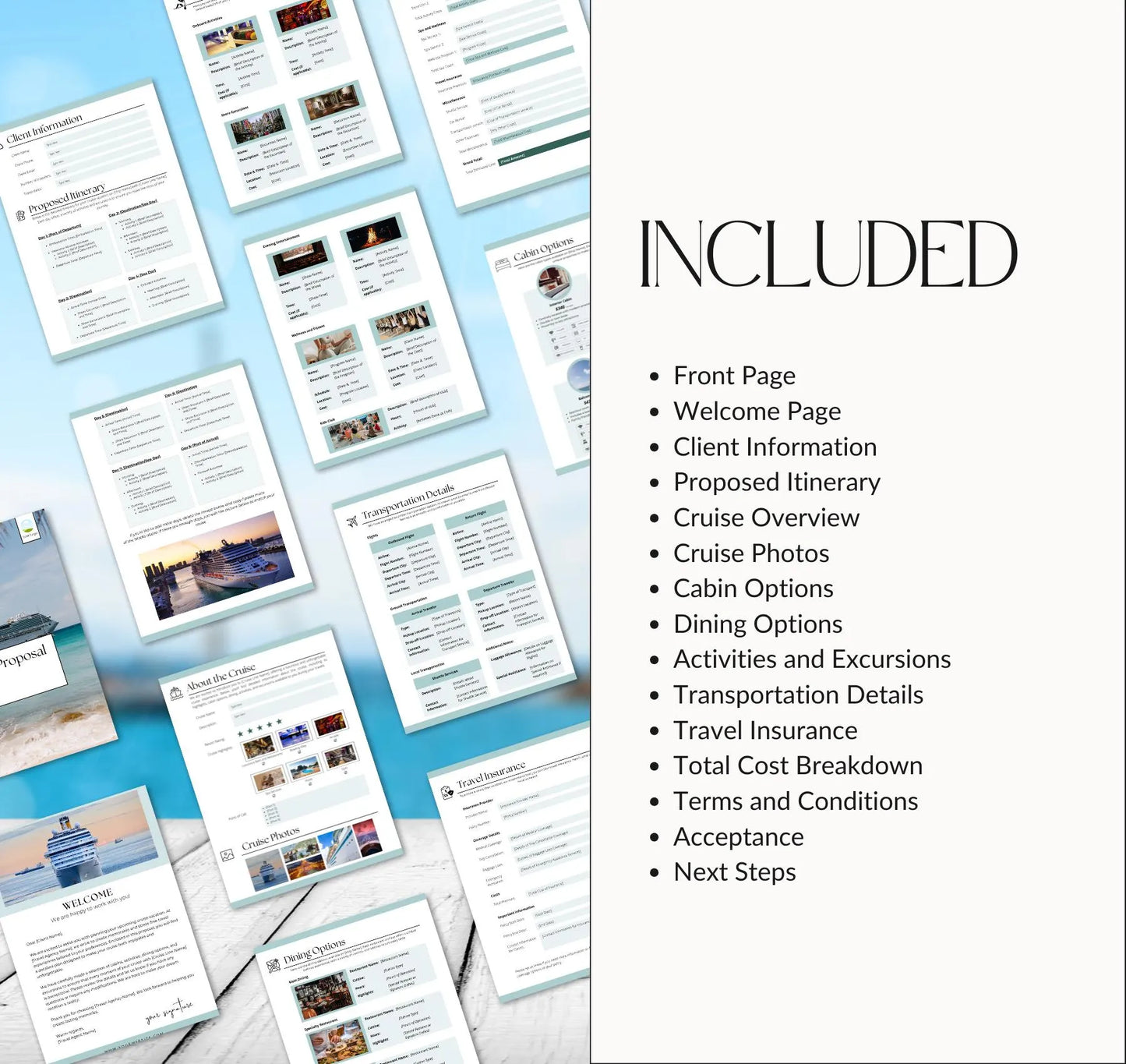Cruise Travel Proposal Travel Agents 16 pages | Editable in Canva